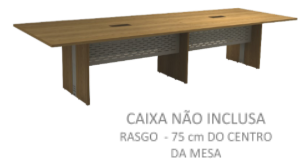 Mesa Reunião Retangular Bipartida C/ Rasgos P/ 2 Cxs Tomadas - Frontal Aço 300 X 110 (ATT)