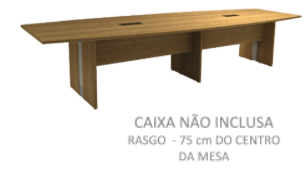 Mesa Reunião Semi Oval Bipartida C/ Rasgo P/ 2 Cxs Tomada - Frontal BP 350 X 120 (ATT)