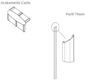 Acabamentos Laterais P/ Biombos 70mm - 7 X 1 X 110 (QTT)