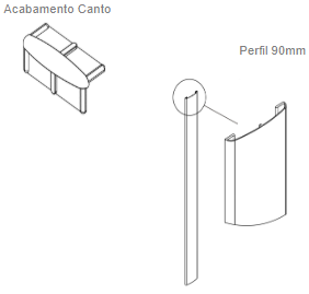 Acabamentos Laterais P/ Biombos 90mm - 9 X 1 X 160 (QTT)